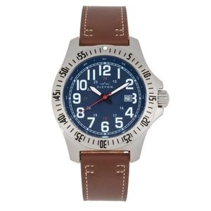 ELEVON AVIATOR LEATHER-BAND WATCH W/DATE